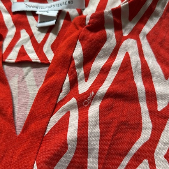 Diane Von Furstenberg Long Sleeve Jersey Dress Mini Women’s 8 Geometric Pattern - Picture 6 of 8